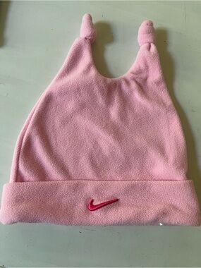 Nike Pink Knotted Top Kids Fleece Beanie with Embroidered Swoosh
